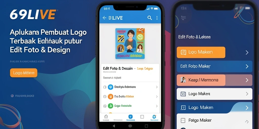 Antarmuka intuitif 69LIVE untuk desain logo yang sederhana.
