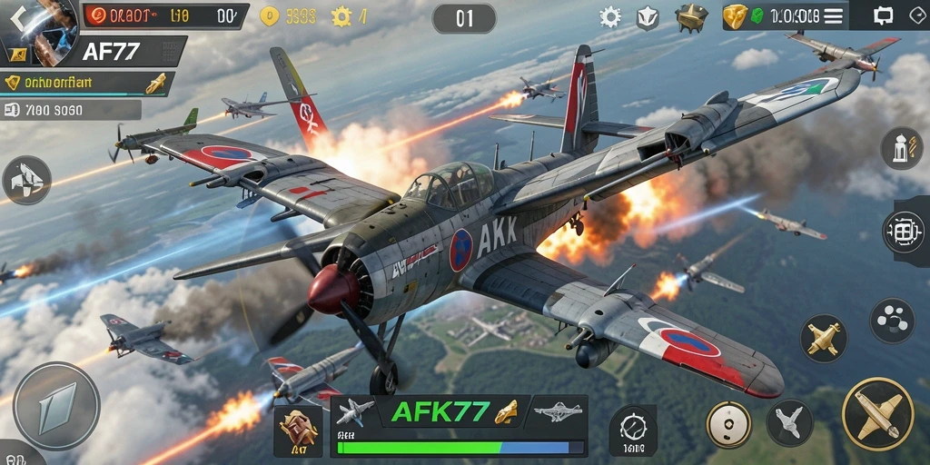 Antarmuka gameplay AFK77 yang menarik dan dinamis.