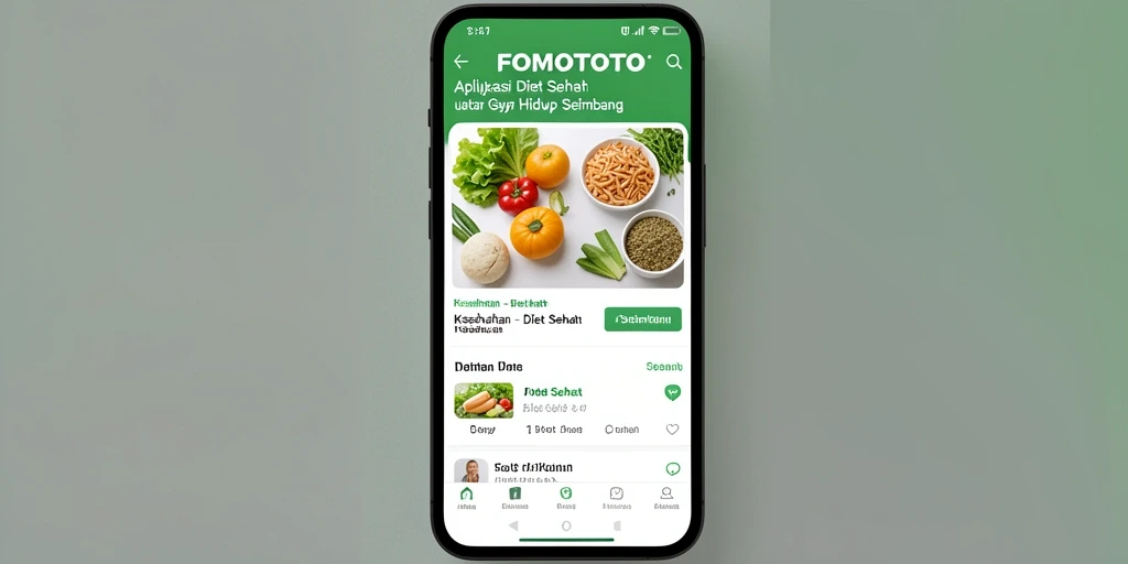 Antarmuka FOMOTOTO menampilkan berbagai fitur Diet Sehat yang menarik.