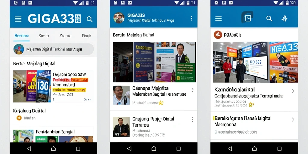 Screenshot aplikasi GIGA33 menampilkan antarmuka pengguna yang menarik.