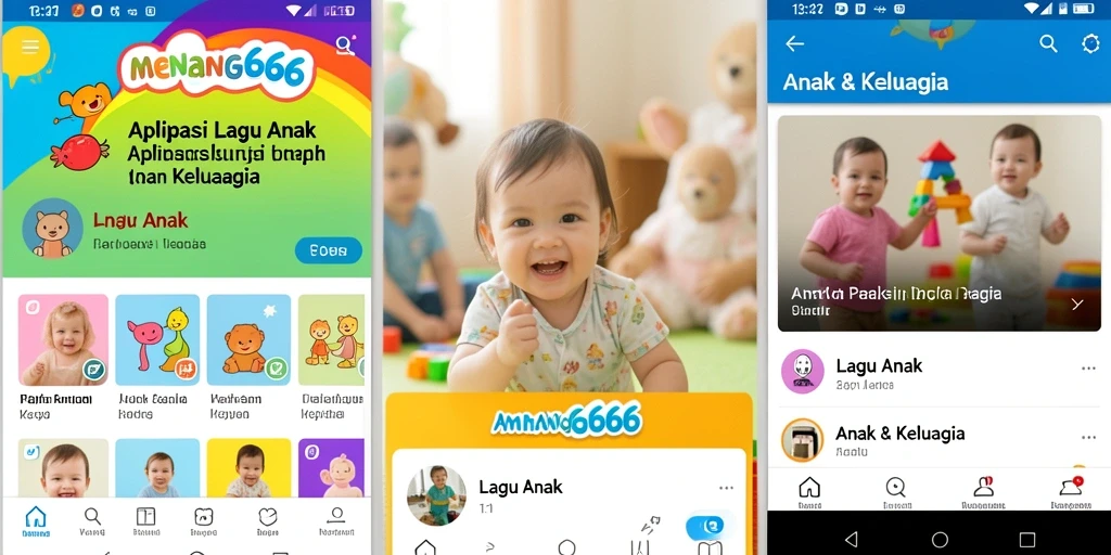 Tampilan antarmuka aplikasi Lagu Anak MENANG666 yang ceria dan interaktif.