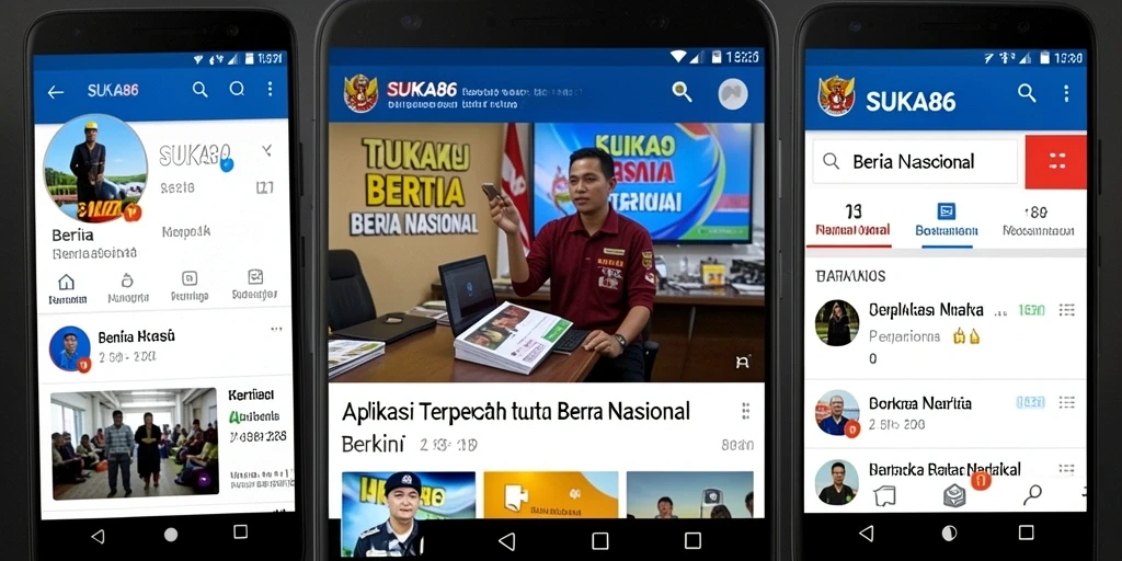 Tampilan antarmuka aplikasi SUKA86 untuk berita nasional.