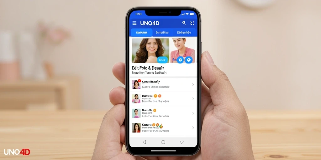Tampilan utama UNO4D yang menampilkan berbagai fitur Kamera Beautify.