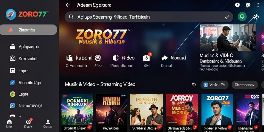 Tampilan antarmuka ZORO77 yang menarik untuk Streaming Video.